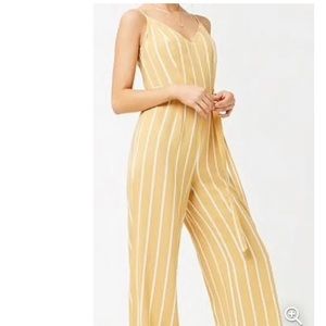 Forever, 21 yellow and white stripe jumpsuit size M